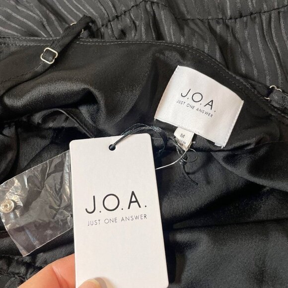 J.O.A Womens Sleeveless Striped Jumpsuit Black M Adjustable Strap Pockets NEW - Picture 11 of 16